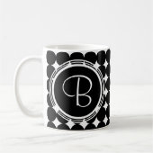 Schwarzpolka-Dot-Monogramm Kaffeetasse (Links)
