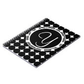 Schwarzpolka-Dot-Monogramm Notizblock (Linke Seite)