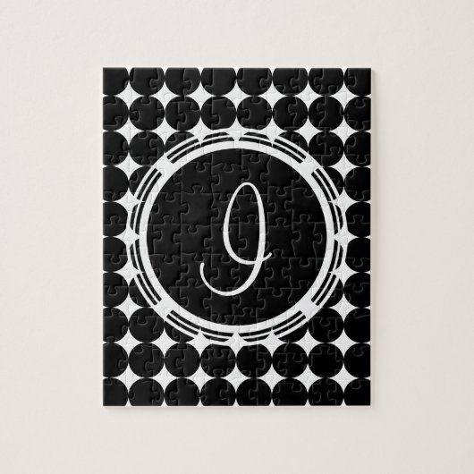 Schwarzpolka-Dot-Monogramm Puzzle (Vertikal)