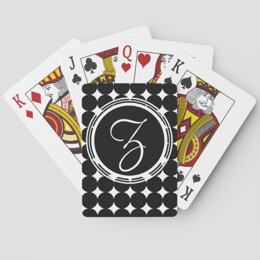 Schwarzpolka-Dot-Monogramm Spielkarten (Rückseite)