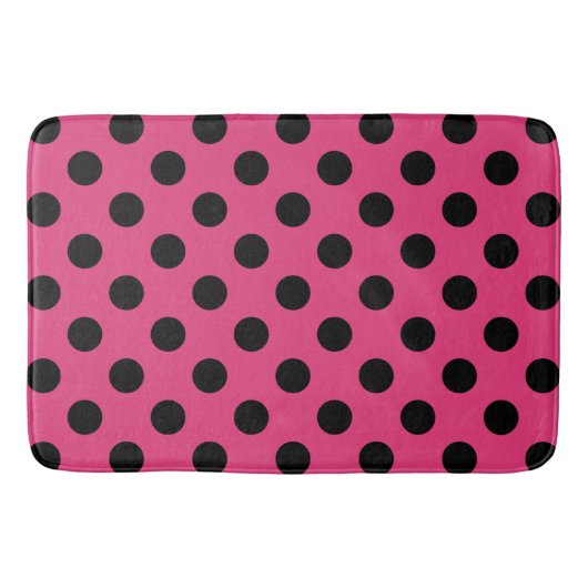 Schwarzpolka-Punkte auf Fuchsia Badematte (Vorderseite)