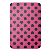 Schwarzpolka-Punkte auf Fuchsia Badematte (Vorderseite Vertikal)