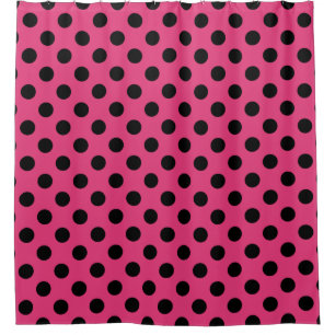 Schwarzpolka-Punkte auf Fuchsia Duschvorhang
