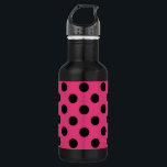 Schwarzpolka-Punkte auf Fuchsia Edelstahlflasche<br><div class="desc">Schwarzpolka-Punkte auf Fuchsia</div>