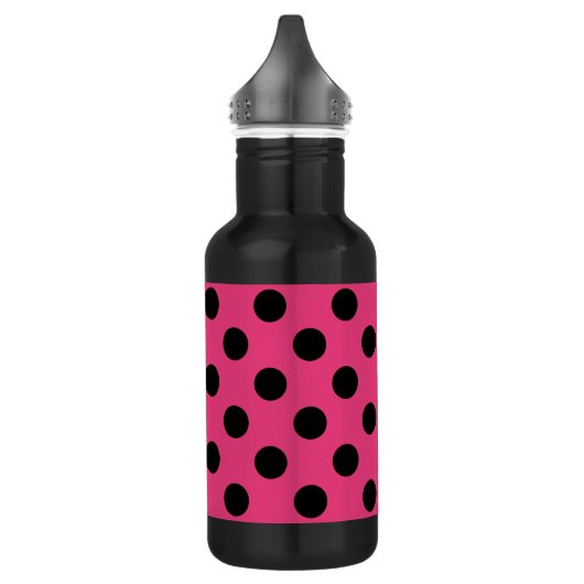 Schwarzpolka-Punkte auf Fuchsia Edelstahlflasche (Links)