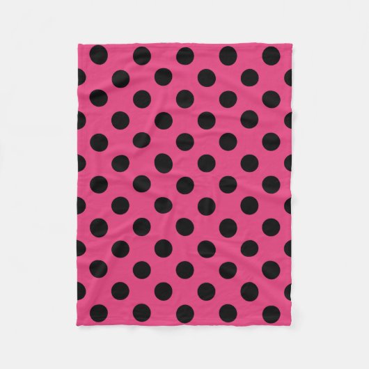 Schwarzpolka-Punkte auf Fuchsia Fleecedecke (Vorderseite)