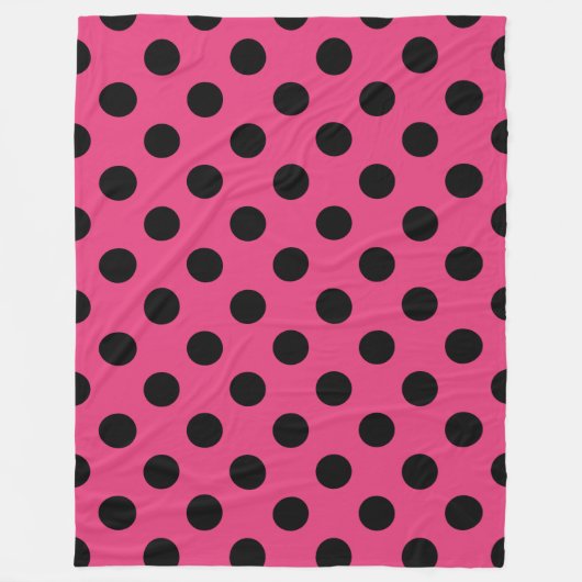 Schwarzpolka-Punkte auf Fuchsia Fleecedecke (Vorderseite)
