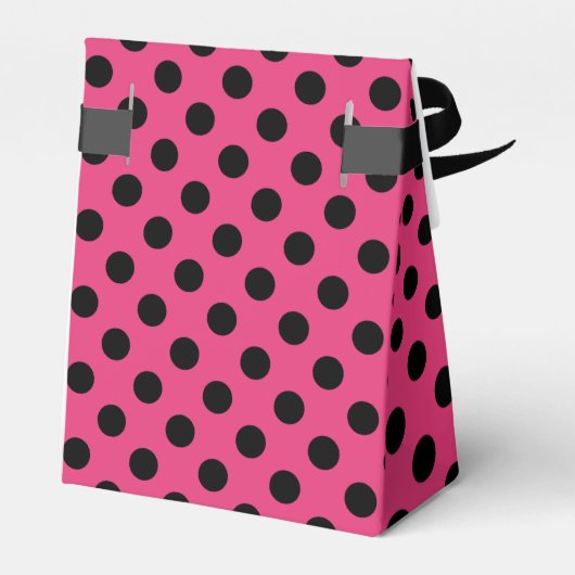 Schwarzpolka-Punkte auf Fuchsia Geschenkschachtel (Rückseite)