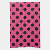 Schwarzpolka-Punkte auf Fuchsia Handtuch (Vertikal)