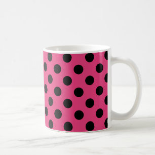 Schwarzpolka-Punkte auf Fuchsia Kaffeetasse
