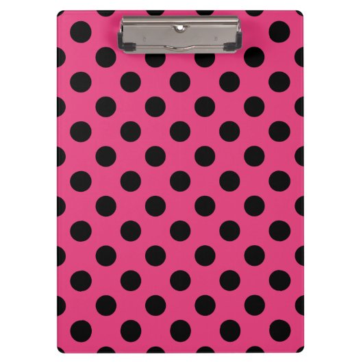 Schwarzpolka-Punkte auf Fuchsia Klemmbrett (Vorderseite)