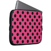 Schwarzpolka-Punkte auf Fuchsia Laptopschutzhülle (Vorne Rechts)