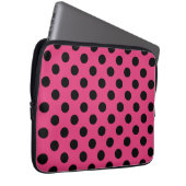 Schwarzpolka-Punkte auf Fuchsia Laptopschutzhülle (Vorne Rechts)