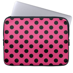 Schwarzpolka-Punkte auf Fuchsia Laptopschutzhülle