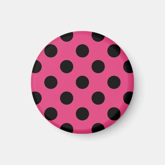 Schwarzpolka-Punkte auf Fuchsia Magnet (Vorne)