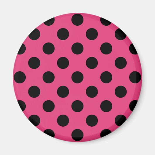 Schwarzpolka-Punkte auf Fuchsia Magnet (Vorne)
