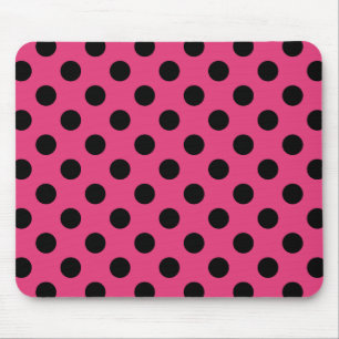 Schwarzpolka-Punkte auf Fuchsia Mousepad