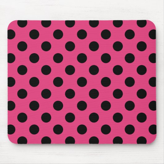Schwarzpolka-Punkte auf Fuchsia Mousepad (Vorne)