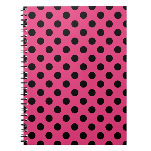 Schwarzpolka-Punkte auf Fuchsia Notizblock (Vorderseite)