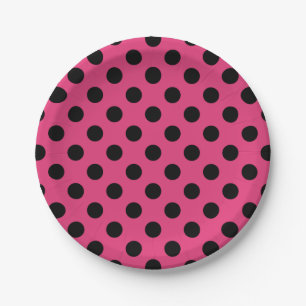 Schwarzpolka-Punkte auf Fuchsia Pappteller