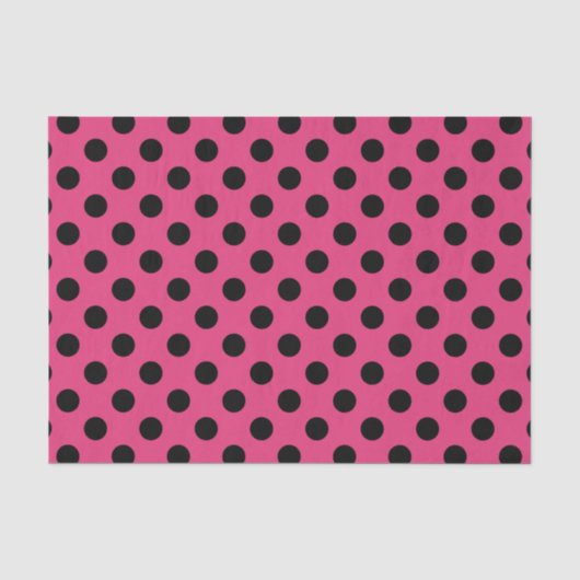 Schwarzpolka-Punkte auf Fuchsia Seidenpapier (Vorderseite)