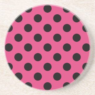 Schwarzpolka-Punkte auf Fuchsia Untersetzer