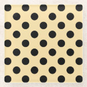 Schwarzpolka-Punkte auf hellgelb Glasuntersetzer (Vorderseite)