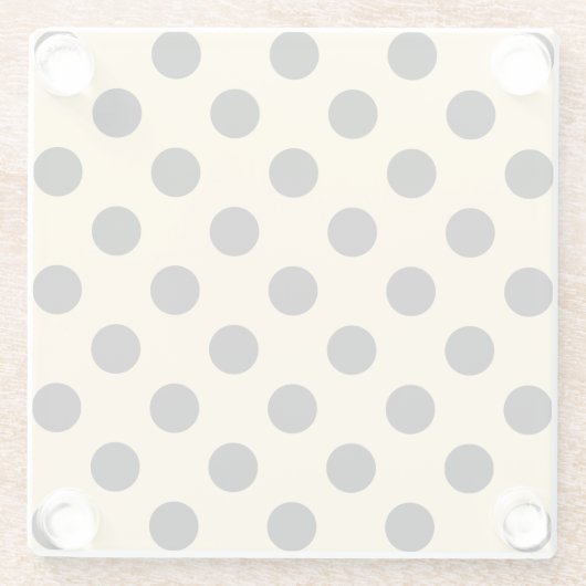Schwarzpolka-Punkte auf hellgelb Glasuntersetzer (Rückseite)