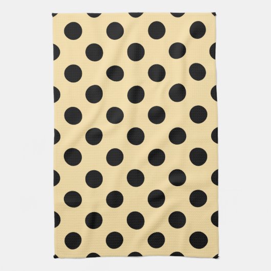 Schwarzpolka-Punkte auf hellgelb Handtuch (Vertikal)