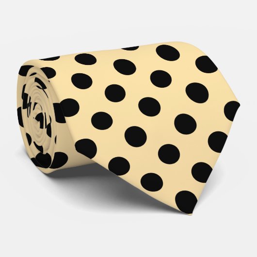 Schwarzpolka-Punkte auf hellgelb Krawatte (Gerollt)