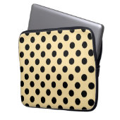 Schwarzpolka-Punkte auf hellgelb Laptopschutzhülle (Vorderseite Links)