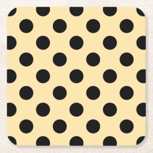Schwarzpolka-Punkte auf hellgelb Rechteckiger Pappuntersetzer