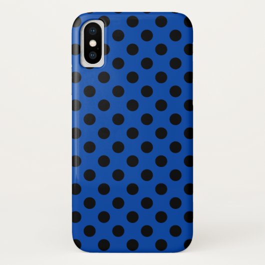 Schwarzpolka-Punkte auf königsblau Case-Mate iPhone Hülle (Rückseite)