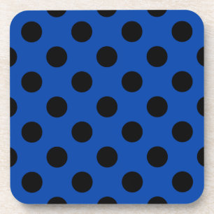 Schwarzpolka-Punkte auf königsblau Getränkeuntersetzer
