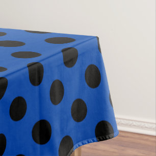 Schwarzpolka-Punkte auf königsblau Tischdecke