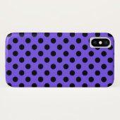 Schwarzpolka-Punkte auf Perwinkle Case-Mate iPhone Hülle (Rückseite (Horizontal))