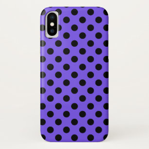Schwarzpolka-Punkte auf Perwinkle Case-Mate iPhone Hülle