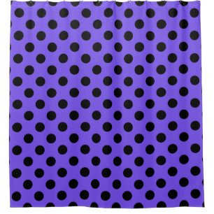 Schwarzpolka-Punkte auf Perwinkle Duschvorhang