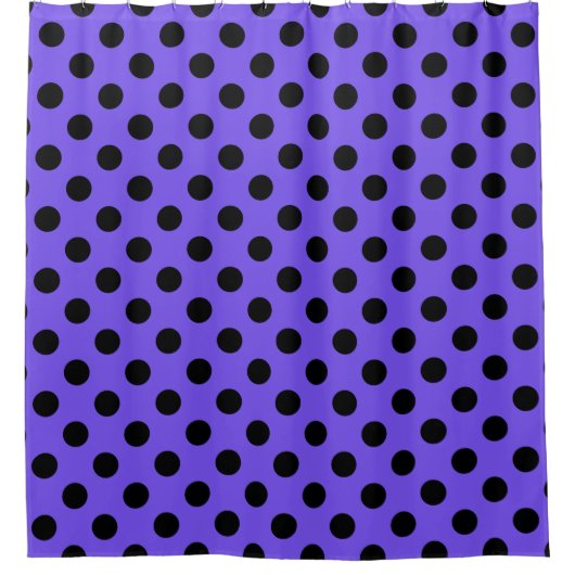 Schwarzpolka-Punkte auf Perwinkle Duschvorhang (Vorderseite)