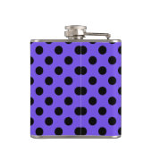 Schwarzpolka-Punkte auf Perwinkle Flachmann (Rückseite)