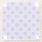 Schwarzpolka-Punkte auf Perwinkle Glasuntersetzer (Rückseite)