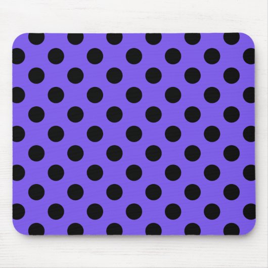 Schwarzpolka-Punkte auf Perwinkle Mousepad (Vorne)