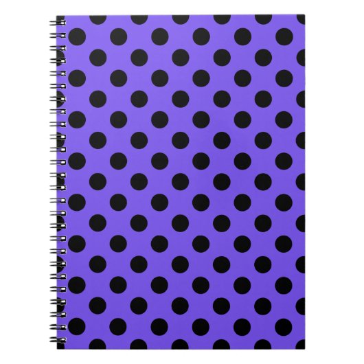 Schwarzpolka-Punkte auf Perwinkle Notizblock (Vorderseite)