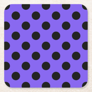 Schwarzpolka-Punkte auf Perwinkle Rechteckiger Pappuntersetzer