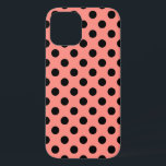 Schwarzpolka-Punkte auf Pfirsich iPhone 12 Hülle<br><div class="desc">Schwarzpolka-Punkte auf Pfirsich</div>