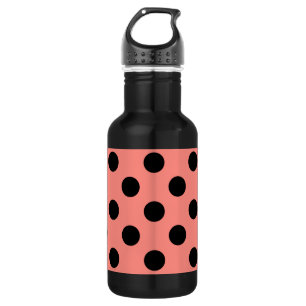 Schwarzpolka-Punkte auf Pfirsich Edelstahlflasche