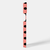 Schwarzpolka-Punkte auf Pfirsich iPhone Hülle (Rechte Seite)