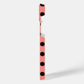 Schwarzpolka-Punkte auf Pfirsich iPhone Hülle (Linke Seite)