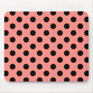 Schwarzpolka-Punkte auf Pfirsich Mousepad