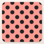 Schwarzpolka-Punkte auf Pfirsich Rechteckiger Pappuntersetzer (Vorderseite)
